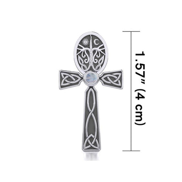 Celtic Ankh Tree of Life Silver Pendant with Gem TPD5813 - Jewelry
